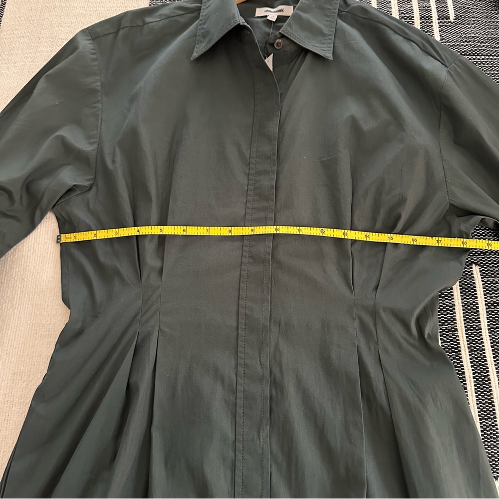Madewell NWT Poplin Tucked Mini Shirtdress Summit Green NW416 - Picture 11 of 14